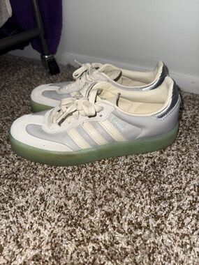 adidas Samba Platform Sneakers in Cream with Green Sole